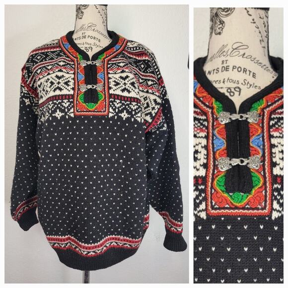 Norwear Wool Pullover Sweater Womens Sz Medium Fair Isle Made in Iceland - Picture 1 of 8